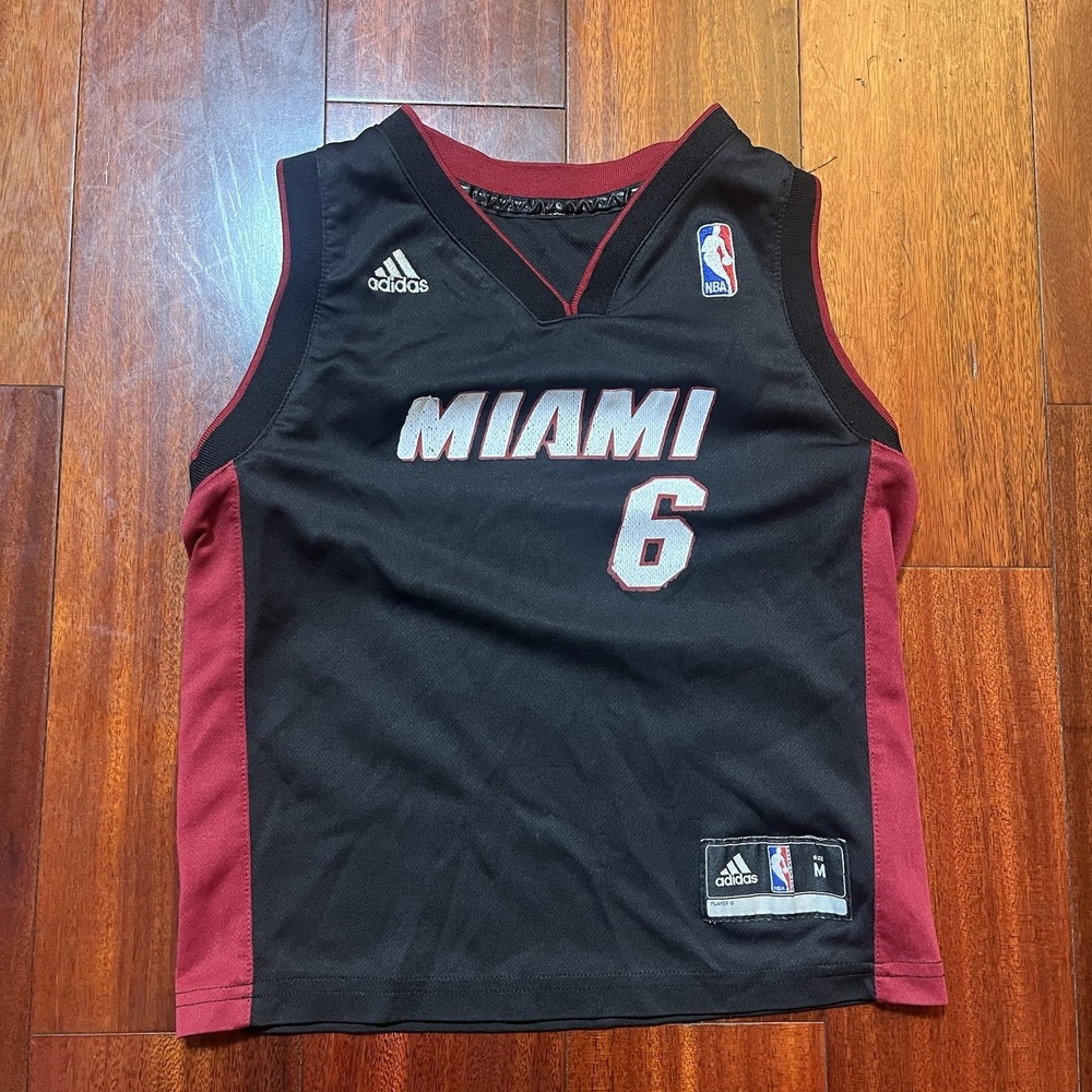 Miami Heat LeBron James Adidas Basketball Jersey Kids M Black NBA Sleeveless